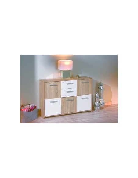MOBILE INGRESSO SALOTTO CREDENZA BUFFET ROVERE/BIANCO 115X77 CM