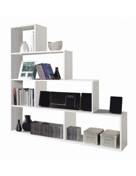 LIBRERIA 6 VANI IN MELAMINICO  BIANCO LUCIDO H.145CM