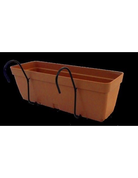 VASO DA BALCONE CON AGGANCIO IN METALLO COTTO L.60CM