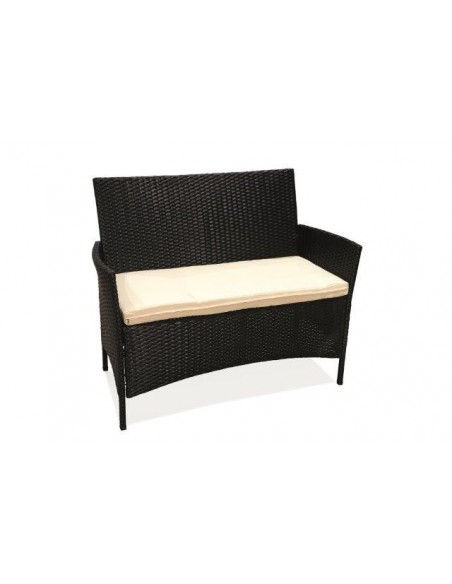 SET DA GIARDINO POLYRATTAN MARRONE CUSCINO AVORIO