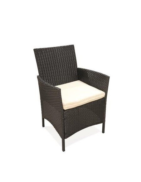 SET DA GIARDINO POLYRATTAN MARRONE CUSCINO AVORIO