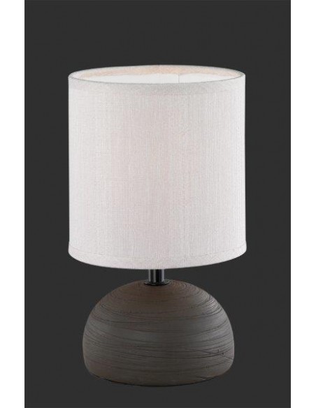 LAMPADA DA TAVOLO IN CERAMICA E TESSUTO MARRONE