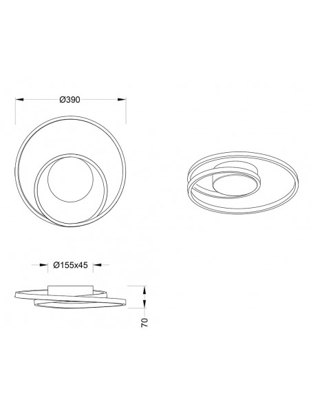 PLAFONIERA LED NERO OPACO ø 39 CM