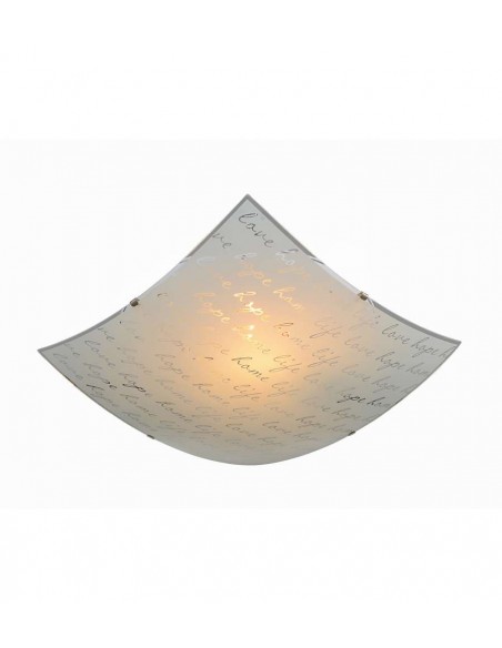 PLAFONIERA IN VETRO CON SCRITTE 40X40 CM
