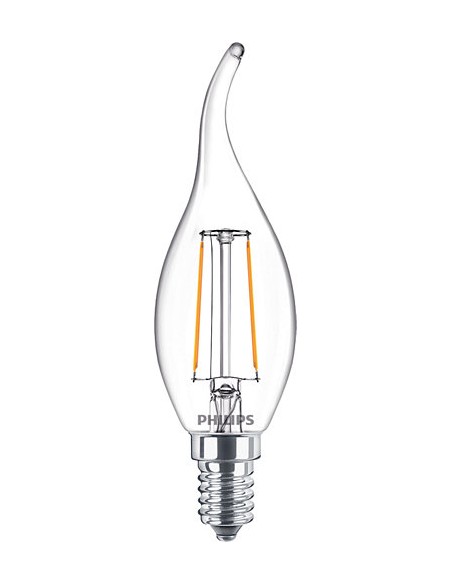 LAMPADINA A LED A FILAMENTO "PHILIPS" OLIVA 25W E14 2700K, LUCE CALDA