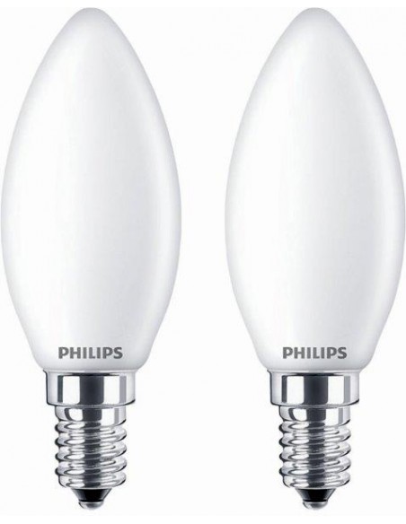 LAMPADINA A LED IN VETRO "PHILIPS" CANDELA 40W E14 2700K, LUCE CALDA 2 PZ