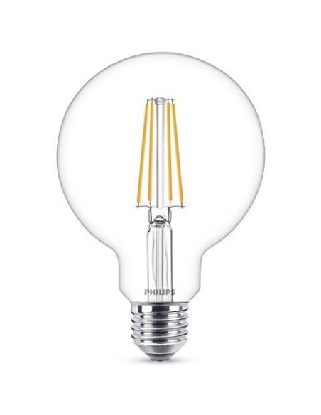 LAMPADINA A LED A FILAMENTO "PHILIPS" GLOBO 60W E27 2700K, LUCE CALDA
