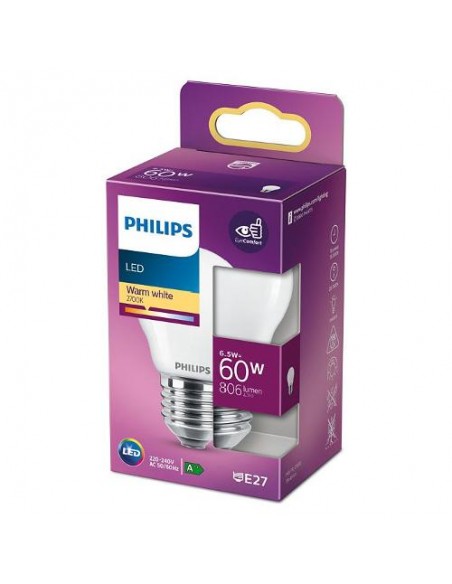 LAMPADINA A LED IN VETRO "PHILIPS" SFERA 60W E27 2700K, LUCE CALDA