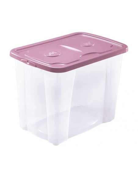 Contenitore plastica con coperchio Crystal Box grigio 30,5x31x31cm