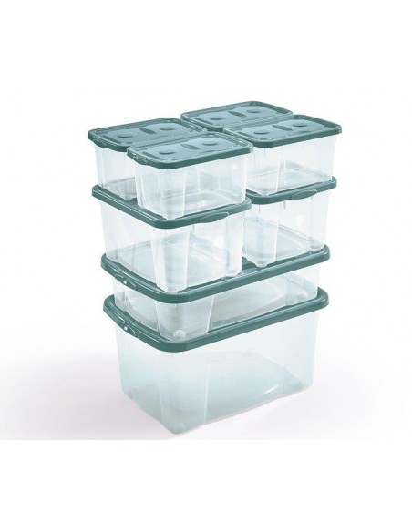 CONTENITORE TRASPARENTE CON COPERCHIO VERDE 64L