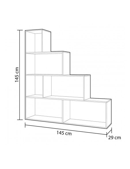 LIBRERIA 6 VANI IN MELAMINICO ROVERE CANADIAN H.145CM