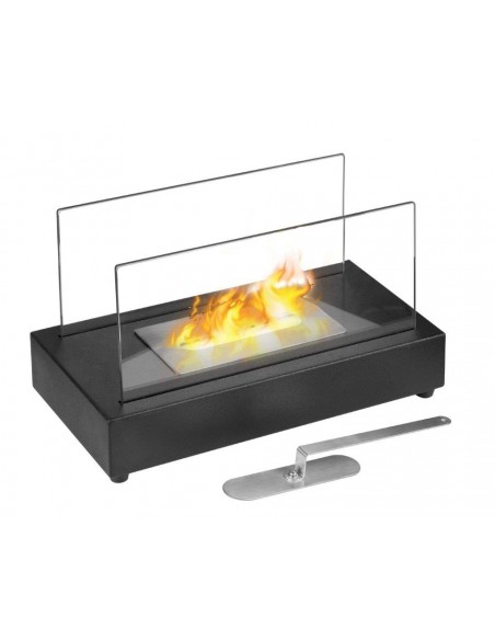 BIOCAMINO DECORATIVO DA APPOGGIO RETTANGOLARE NERO