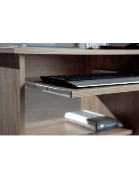 SCRIVANIA PORTA PC "DURINI" CON RUOTE ROVERE