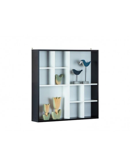 LIBRERIA BACHECA DA PARTETE 10 VANI 70X13X70 CM BIANCO/NERO