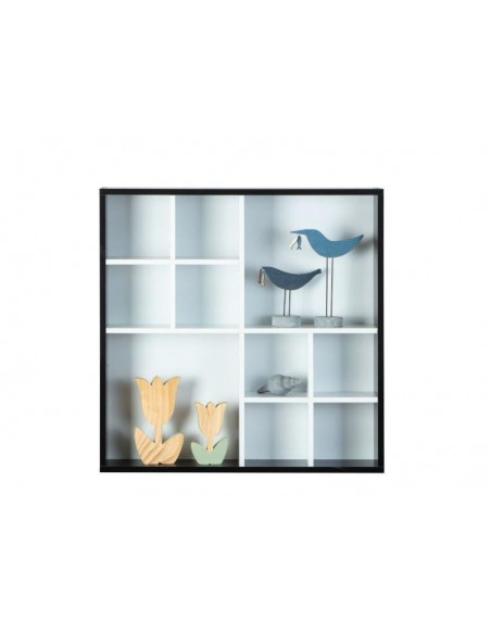 LIBRERIA BACHECA DA PARTETE 10 VANI 70X13X70 CM BIANCO/NERO