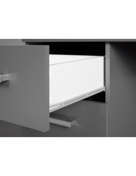 SCRIVANIA CON ANTA E CASSETTO IN MELAMINICO GRIGIO GRAFITE