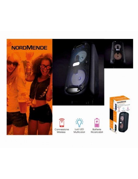 SPEAKER BLUETOOTH NORDMENDE CON LUCI LED MULTICOLOR CASSA PORTATILE RICARICABILE