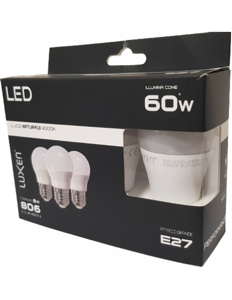 SET 3 LAMPADINE LED E27 9W LUCE NATURALE
