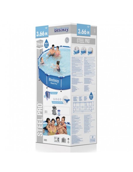 PISCINA TONDA STEEL PRO Ø366X76H CON POMPA