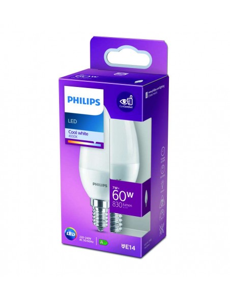 LAMPADINA A LED FILAMENTO PHILIPS CANDELA 60W E14 4000K, LUCE BIANCA