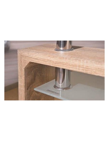 TAVOLINO SALOTTO LOANA CON VETRO COLORE ROVERE