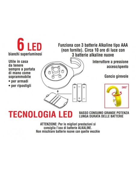 LAMPADA LED MULTIUSO CON GANCIO GIREVOLE