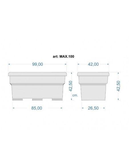 FIORIERA RETTANGOLARE "MAX" CM 100 COLORE ANTRACITE