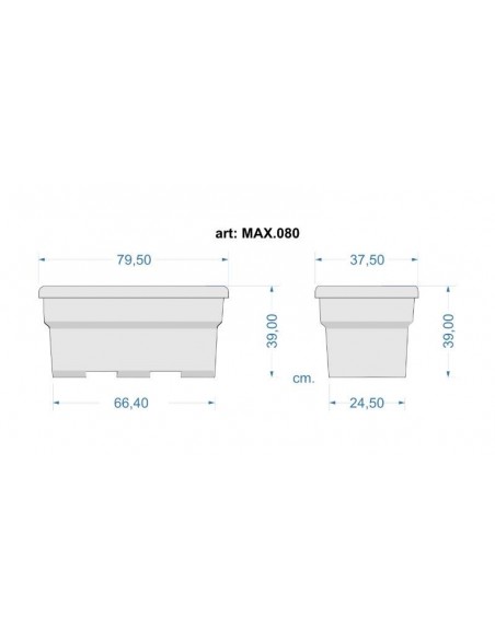 FIORIERA RETTANGOLARE "MAX" CM 80 COLORE ANTRACITE