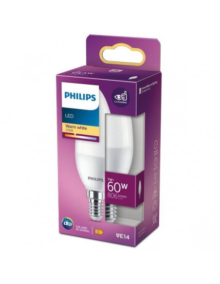 Philips - 6 lampadine LED candela, 5,5W=40W, attacco E14, calda 2700K