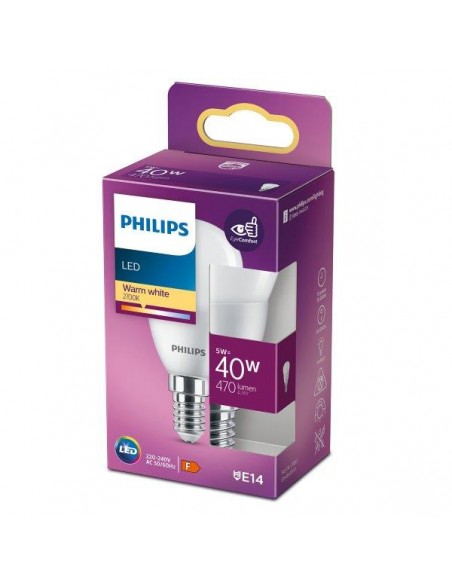 LAMPADINA A LED "PHILIPS" SFERA 40W E14 2700K, LUCE CALDA