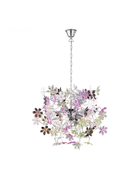 LAMPADARIO IN METALLO E ACRILICO CON ALTEZZA REGOLABILE 4 LUCI