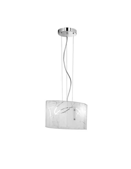 LAMPADA A SOSPENSIONE CON DECORO SU VETRO 2 LUCI 40CM