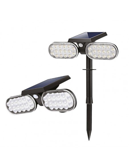 FARETTO SOLARE ACCENSIONE CREPUSCOLARE AL PASSAGGIO  2 LUCI ORIENTABILI 360°