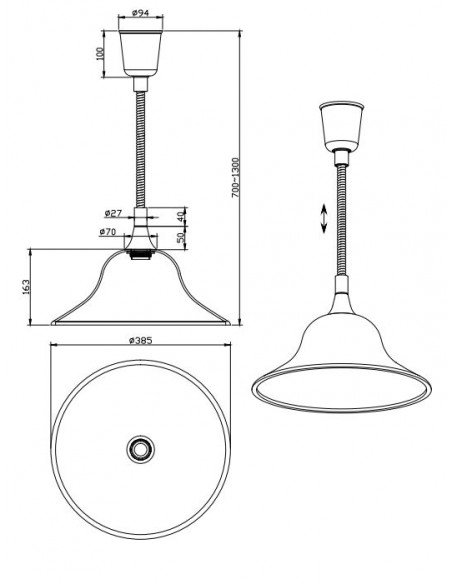 LAMPADARIO A SOSPENSIONE A CAMPANA FINITURA OTTONE D.39CM