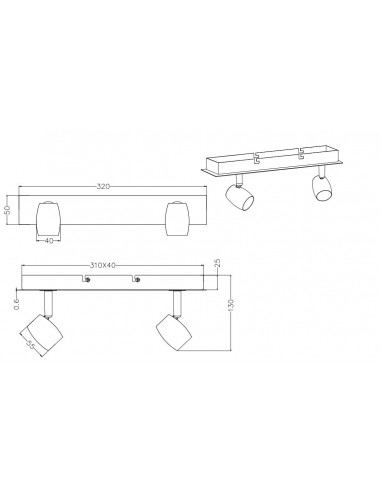 BARRA 2 LUCI ACCIAIO SATINATO GU10... BARRA 2 LUCI ACCIAIO SATINATO GU10...