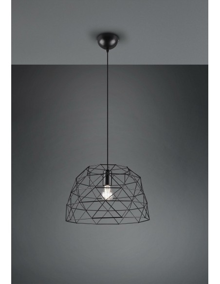 LAMPADA A SOSPENSIONE CON STRUTTURA IN METALLO NERO ALTEZZA REGOLABILE E14