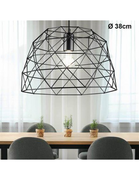 LAMPADA A SOSPENSIONE CON STRUTTURA IN METALLO NERO ALTEZZA REGOLABILE E14