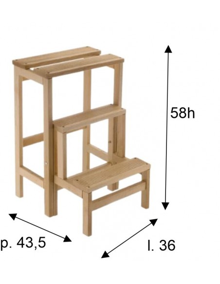 SGABELLO SCALETTA RIBALTABILE IN LEGNO NATURALE