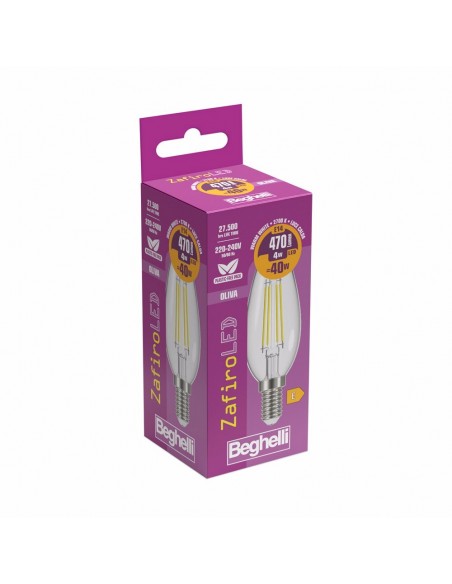 LAMPADINA OLIVA ZAFIRO LED E14 4W 2700K