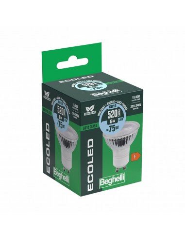 FARETTO GLASS GU10 6W 30G 520LM 6500K FARETTO GLASS GU10 6W 30G 520LM 6500K