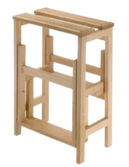 SGABELLO SCALETTA RIBALTABILE IN LEGNO NATURALE