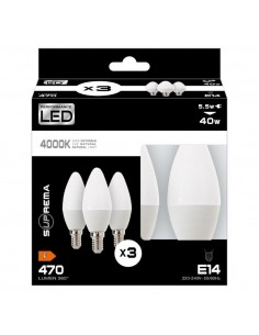 SET 3 OLIVA LED E14 40W 4000K 2