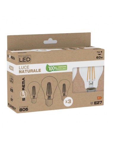 SET 3 LAMPADINE LED GOCCIA ATTACCO E27 60W 806 LUMEN 100W