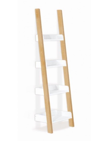 SCAFFALE A PARETE CM42X37X168 BIANCO E LEGNO