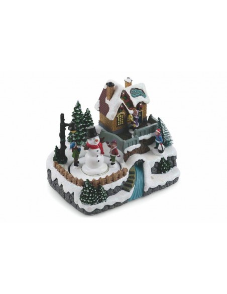 VILLAGGIO NATALIZIO CON MUSICA E LUCI PUPAZZO 20X14,5X17 CM
