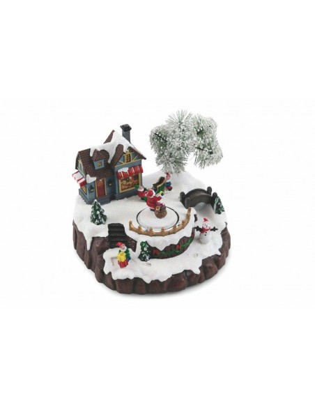 VILLAGGIO NATALE CON MUSICA E LUCI BABBO NATALE 21X18,5X16 CM