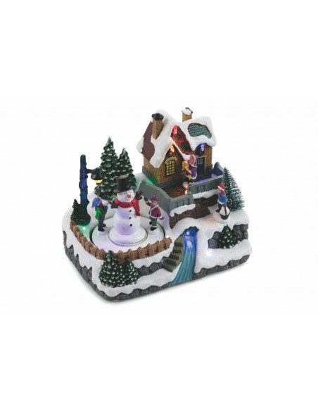 VILLAGGIO NATALIZIO CON MUSICA E LUCI PUPAZZO 20X14,5X17 CM
