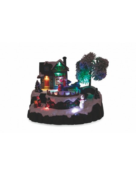 VILLAGGIO NATALE CON MUSICA E LUCI BABBO NATALE 21X18,5X16 CM