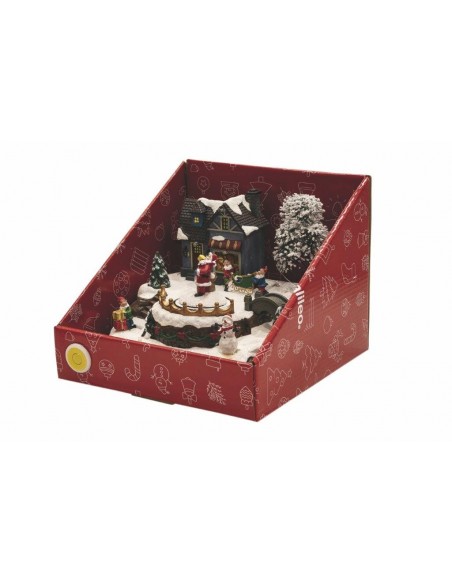 VILLAGGIO NATALE CON MUSICA E LUCI BABBO NATALE 21X18,5X16 CM