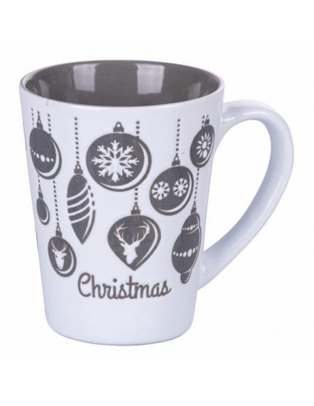 TAZZA NATALE MUG STONEWARE 325ML  GRIGIO